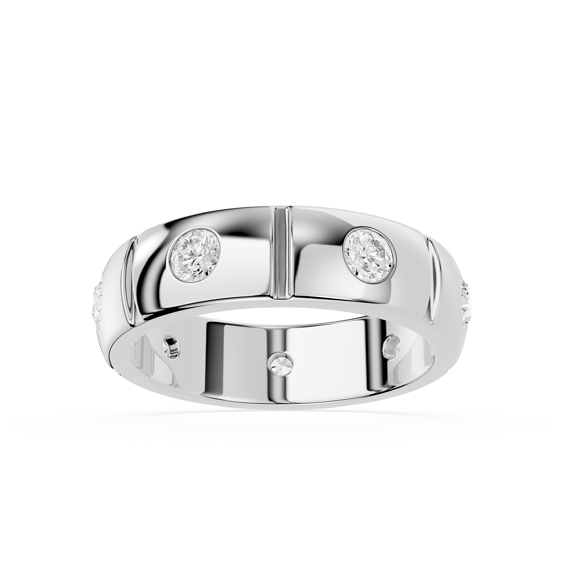 Round Diamond Flush Set Men's Ring