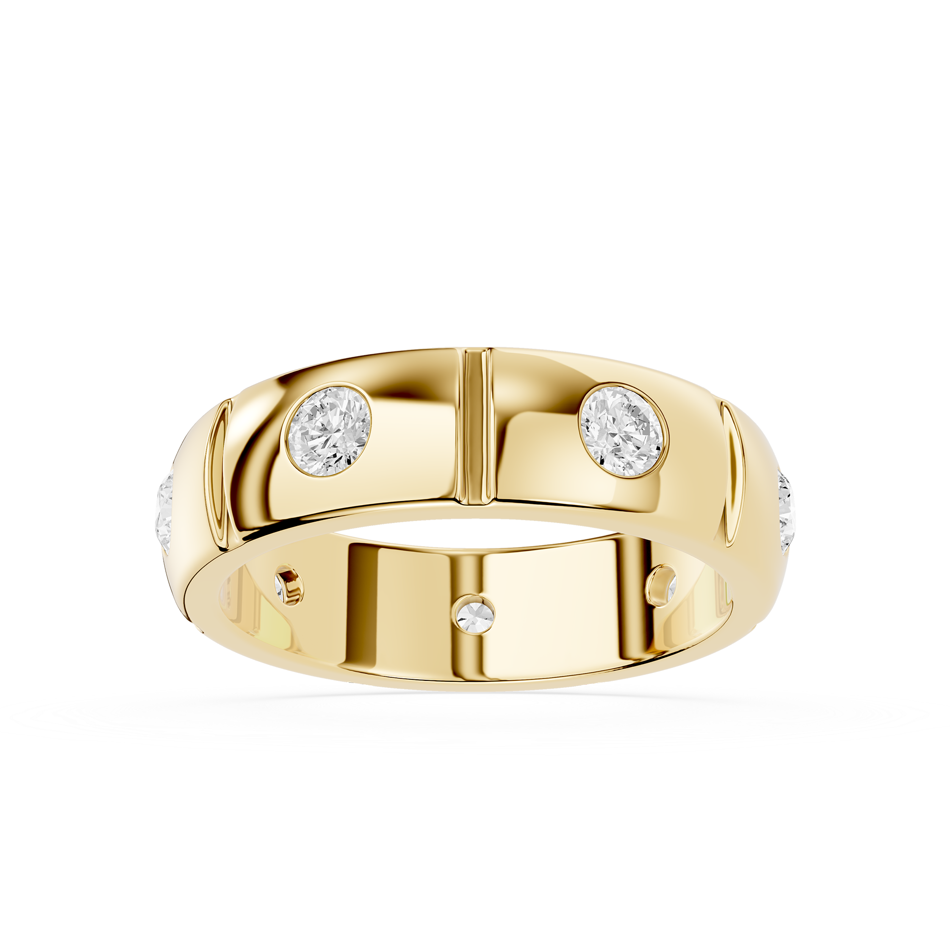 Round Diamond Flush Set Men's Ring