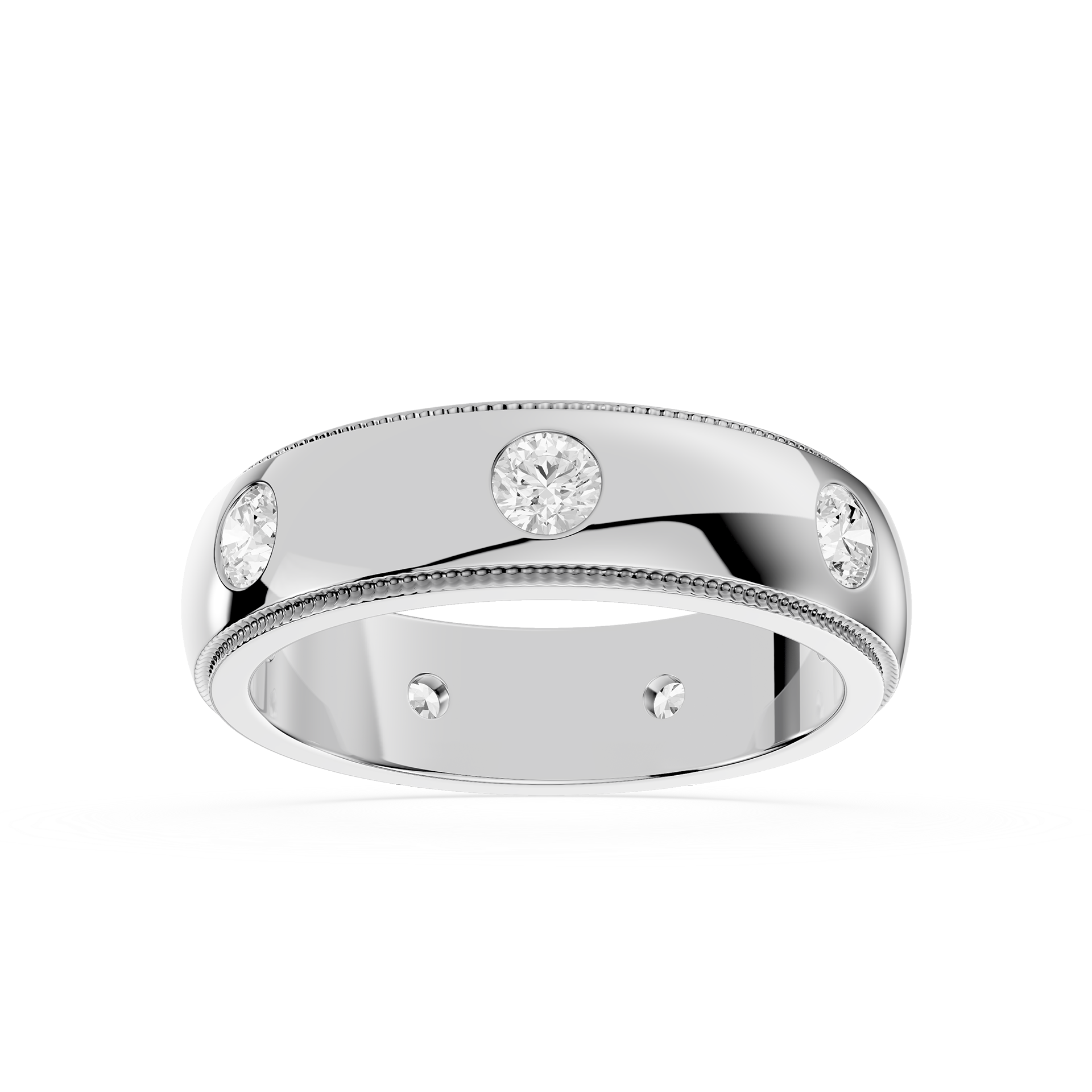 Round Flush Set Lab Grown Diamond Wedding Band