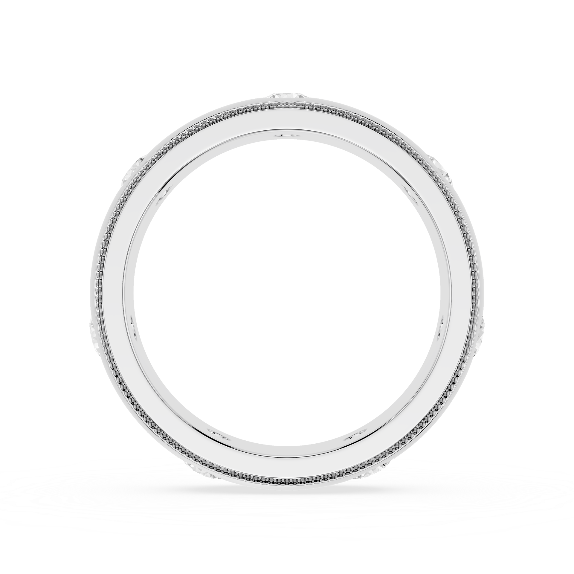 Round Flush Set Lab Grown Diamond Wedding Band