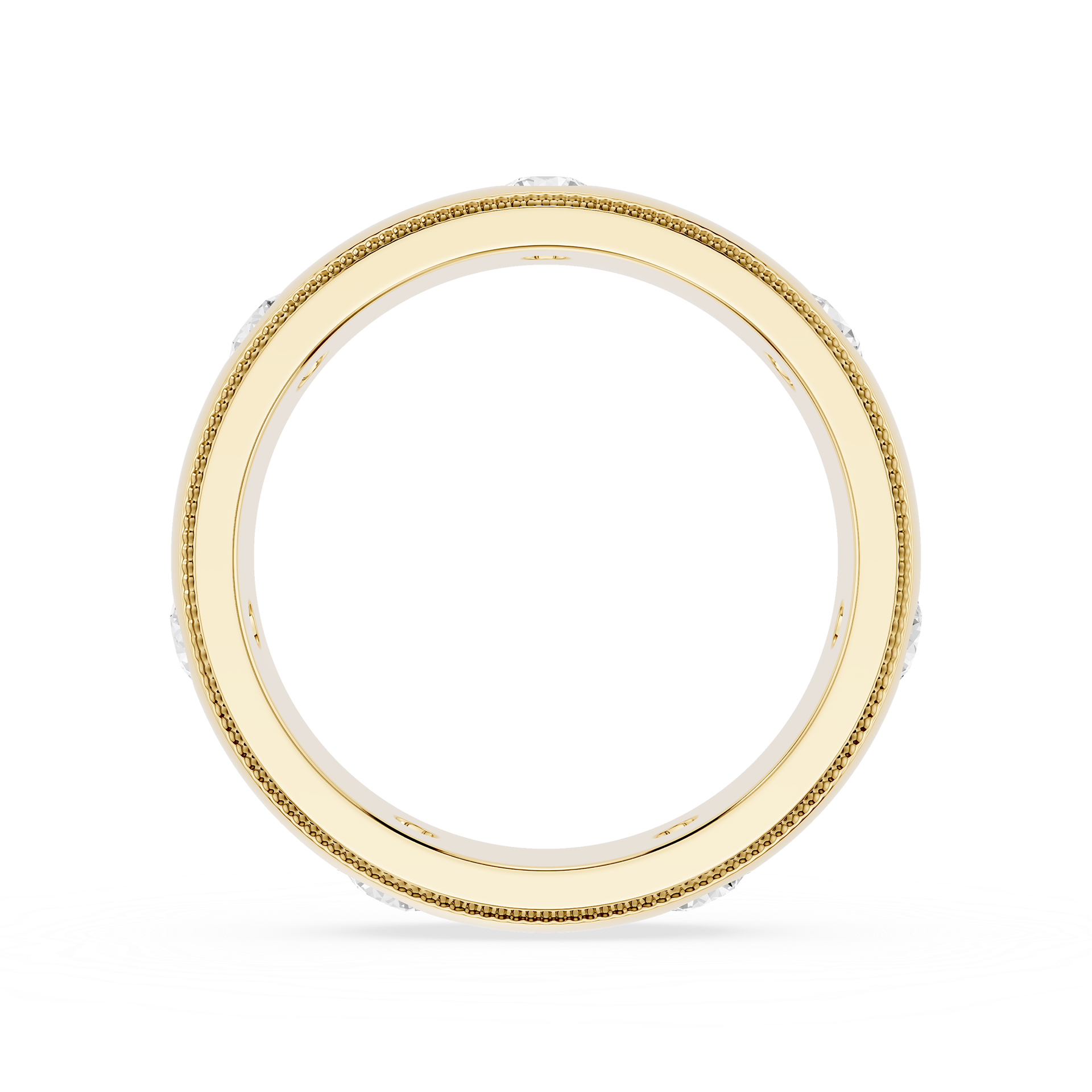 Round Flush Set Lab Grown Diamond Wedding Band