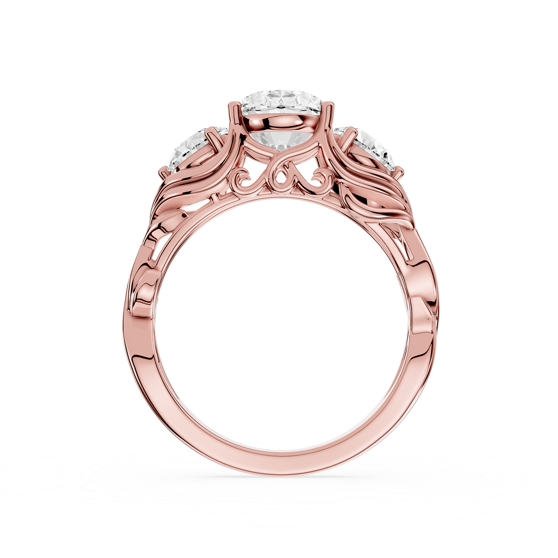 Oval Three Stone Lab Grown Diamond Engagement Ring