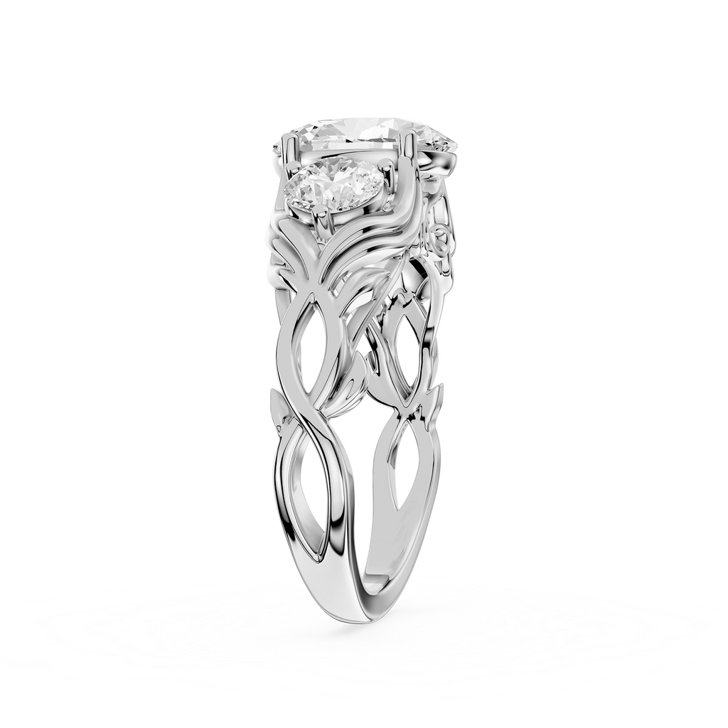 Oval Three Stone Lab Grown Diamond Engagement Ring