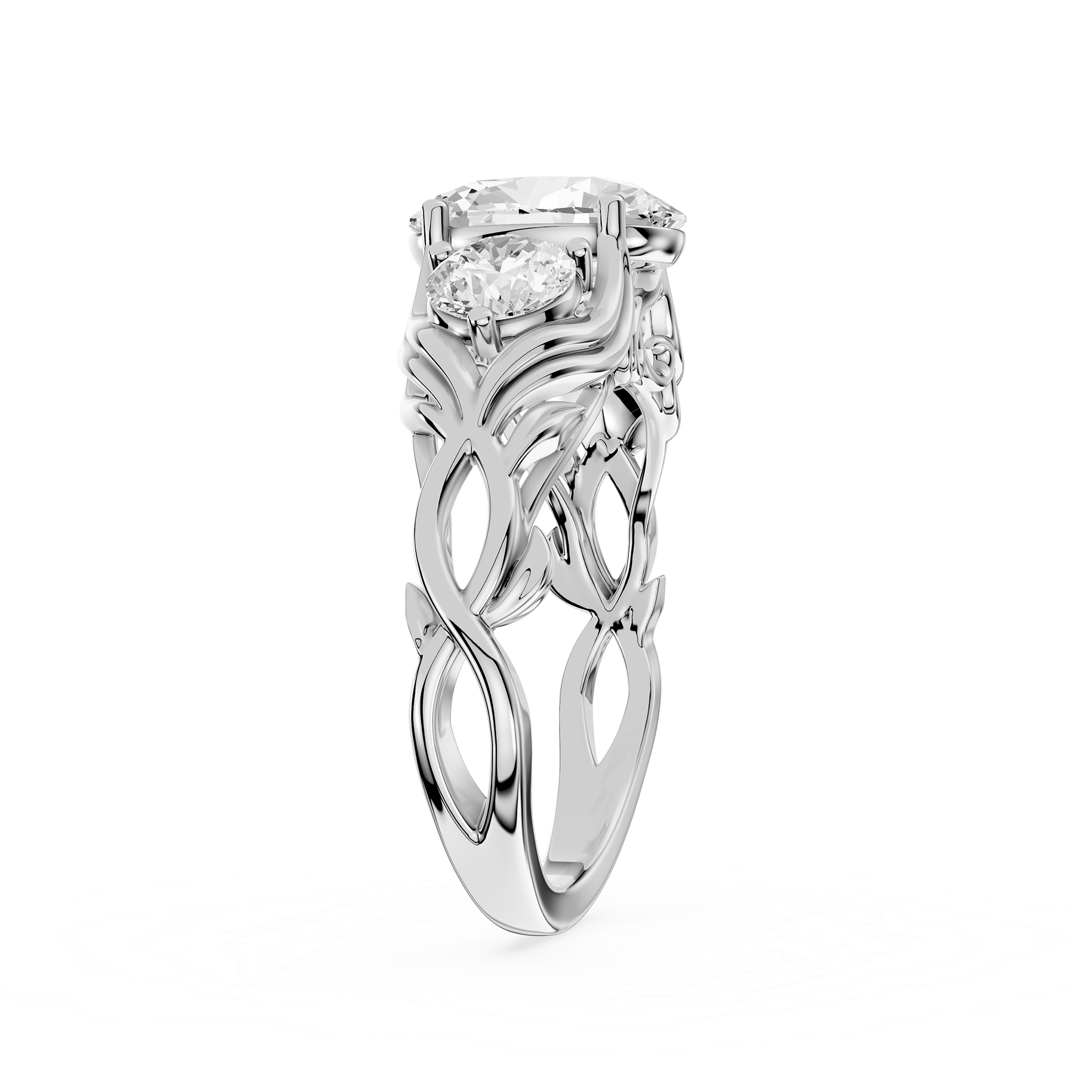 Oval Three Stone Lab Grown Diamond Engagement Ring