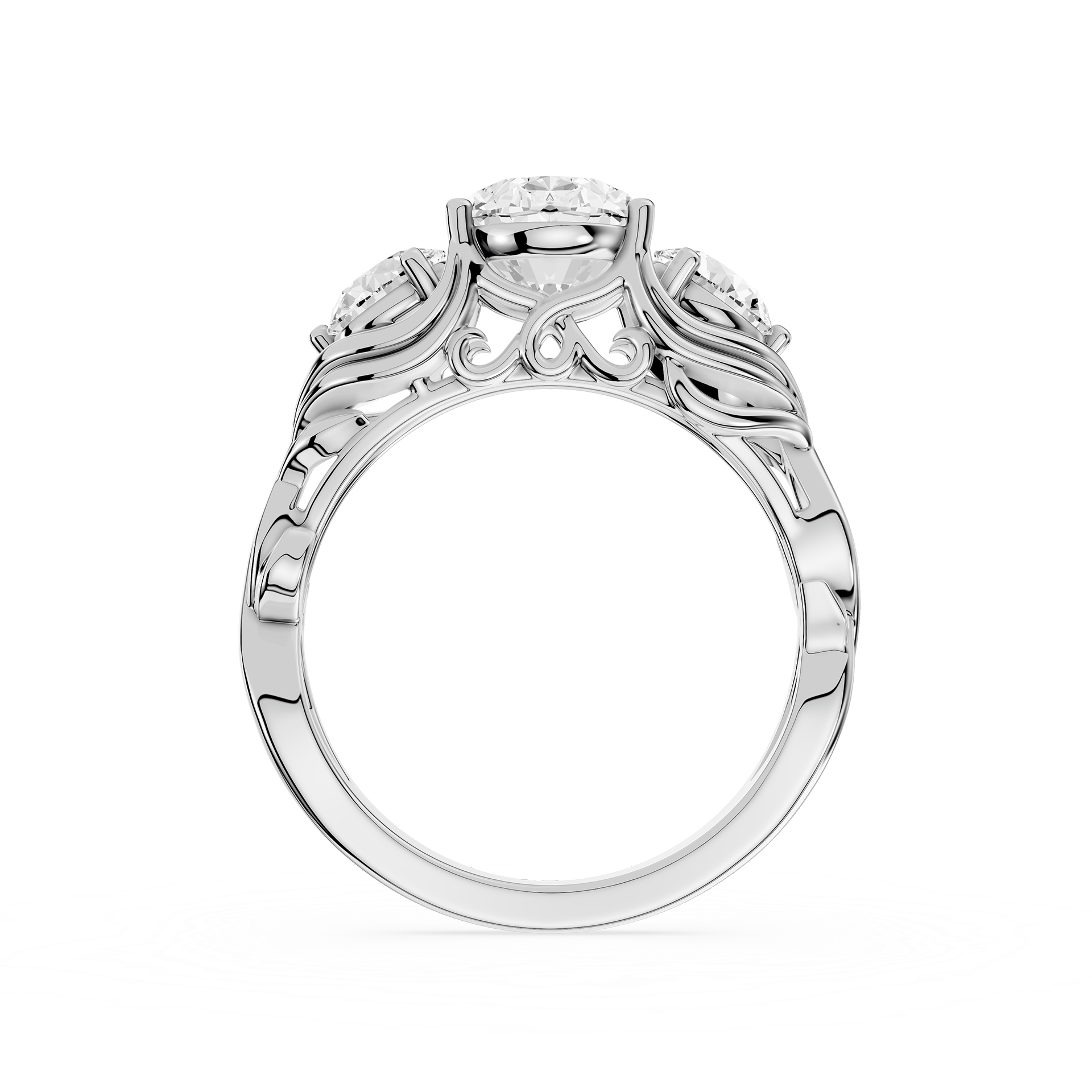 Oval Three Stone Lab Grown Diamond Engagement Ring