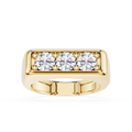 Round Three Stone Lab Grown Diamond Band Ring