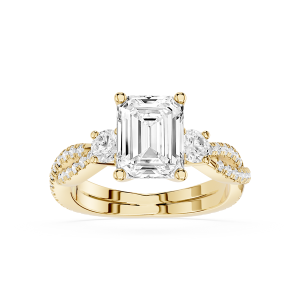 Emerald Cut Three Stone Lab Grown Diamond Ring