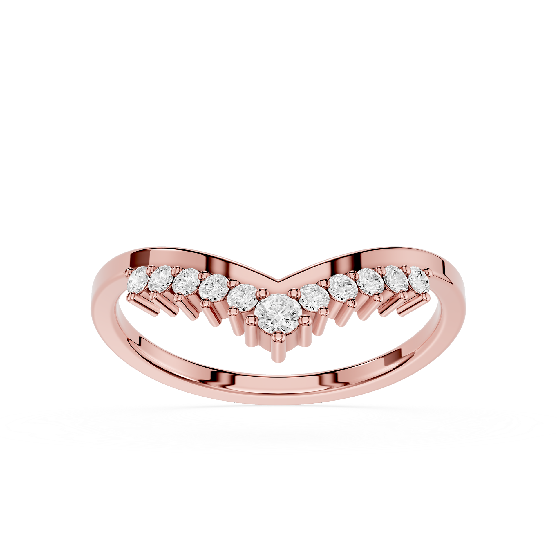 Graduated Chevron Lab Grown Diamond Wedding Band