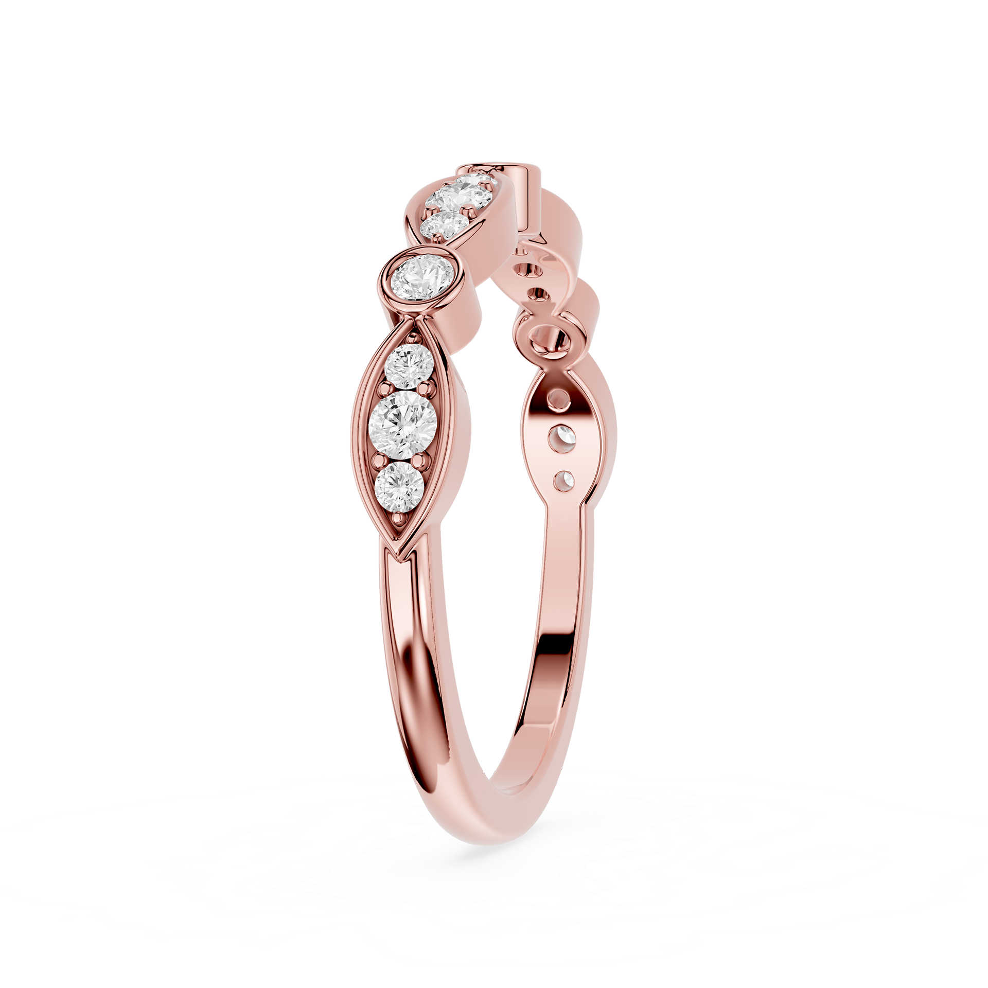 Round Cut Lab Grown Diamond Marquise Wedding Band