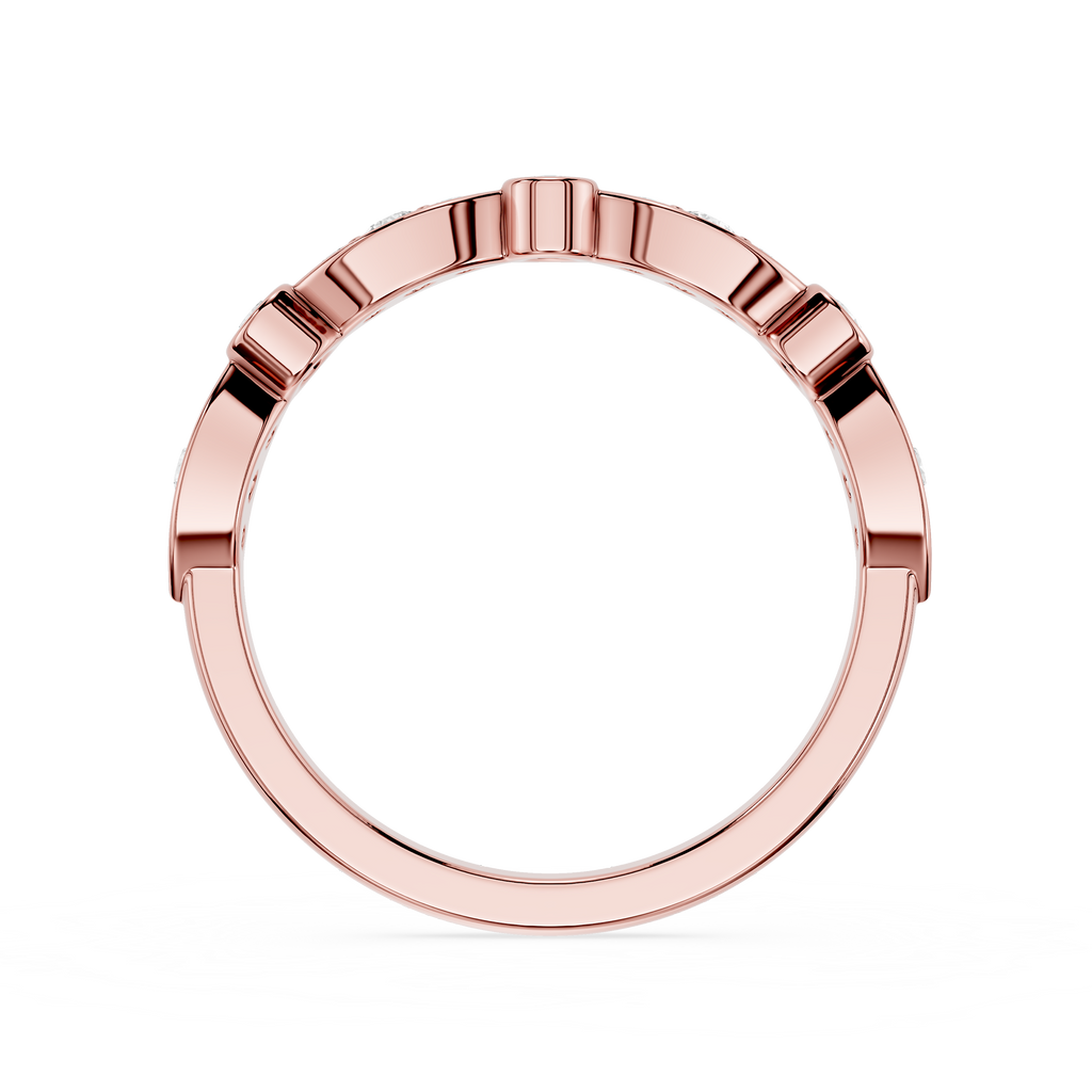 Round Cut Lab Grown Diamond Marquise Wedding Band