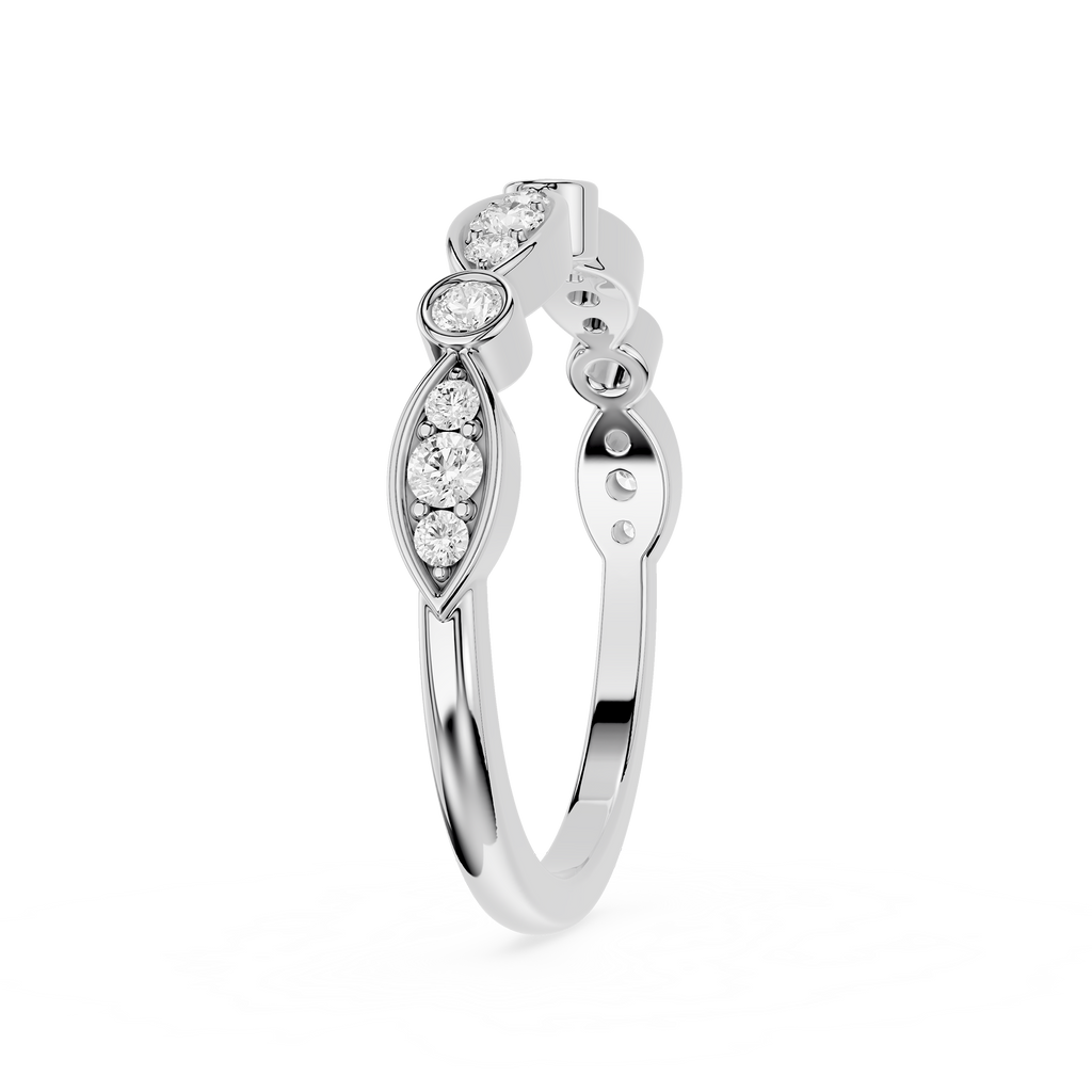 Round Cut Lab Grown Diamond Marquise Wedding Band
