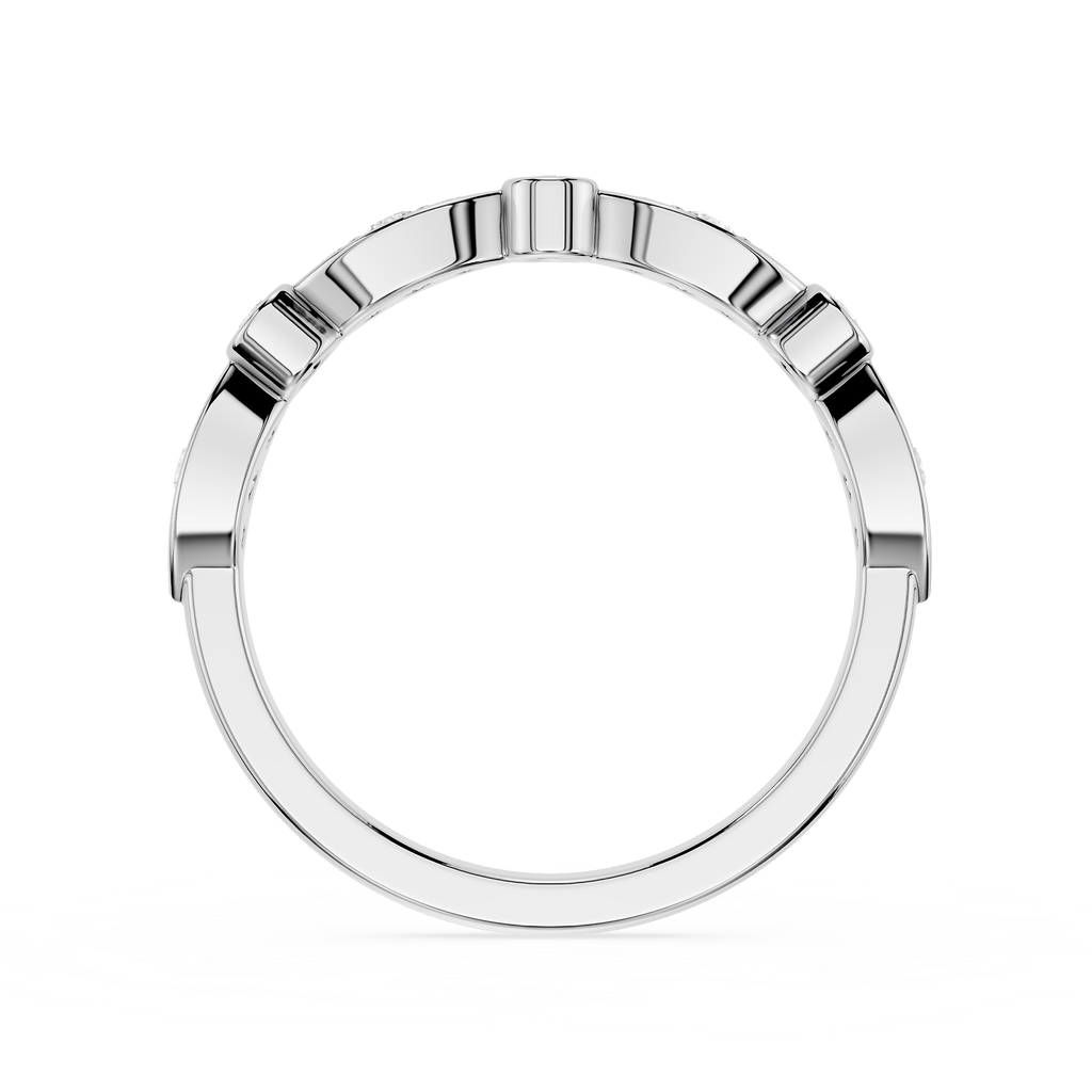 Round Cut Lab Grown Diamond Marquise Wedding Band