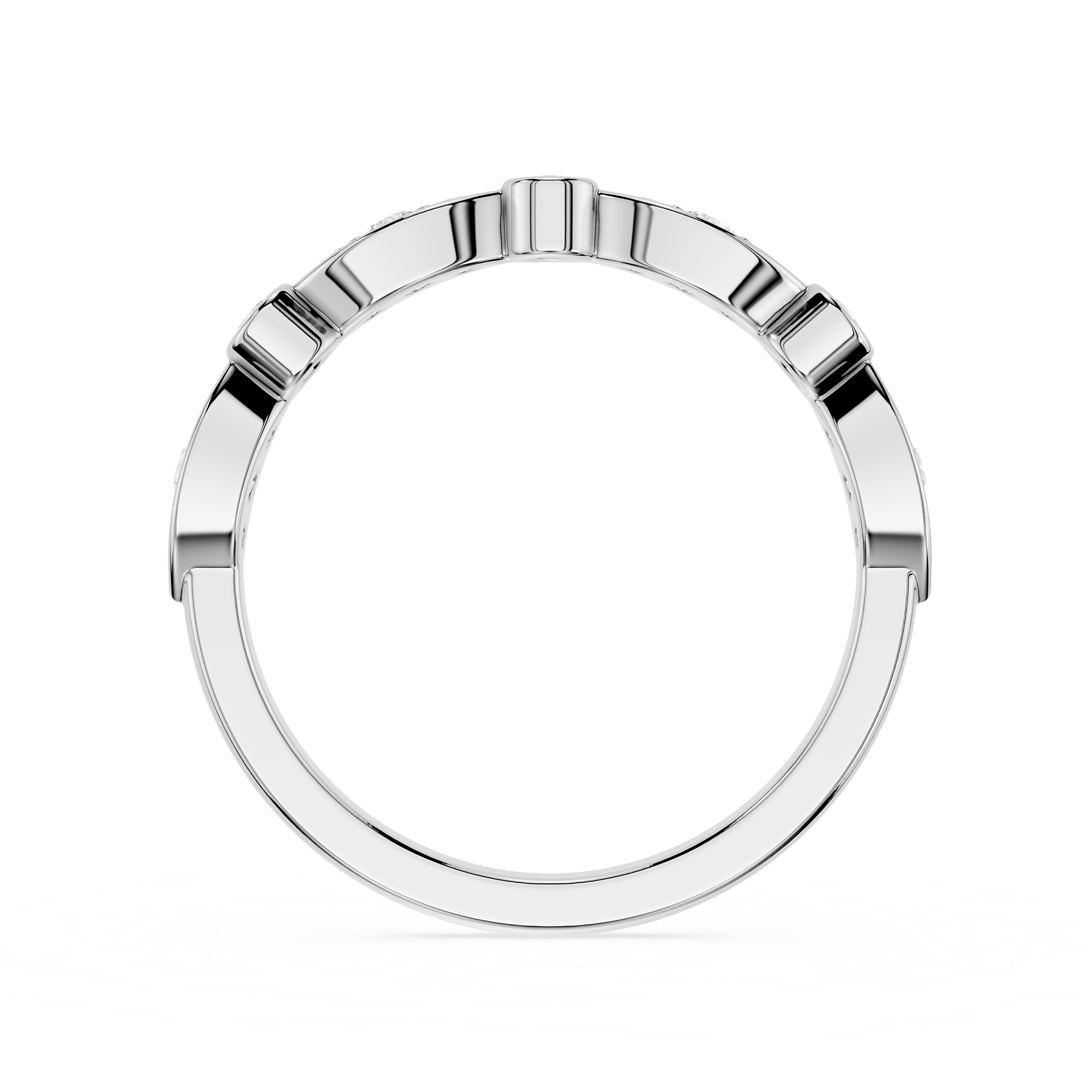 Round Cut Lab Grown Diamond Marquise Wedding Band