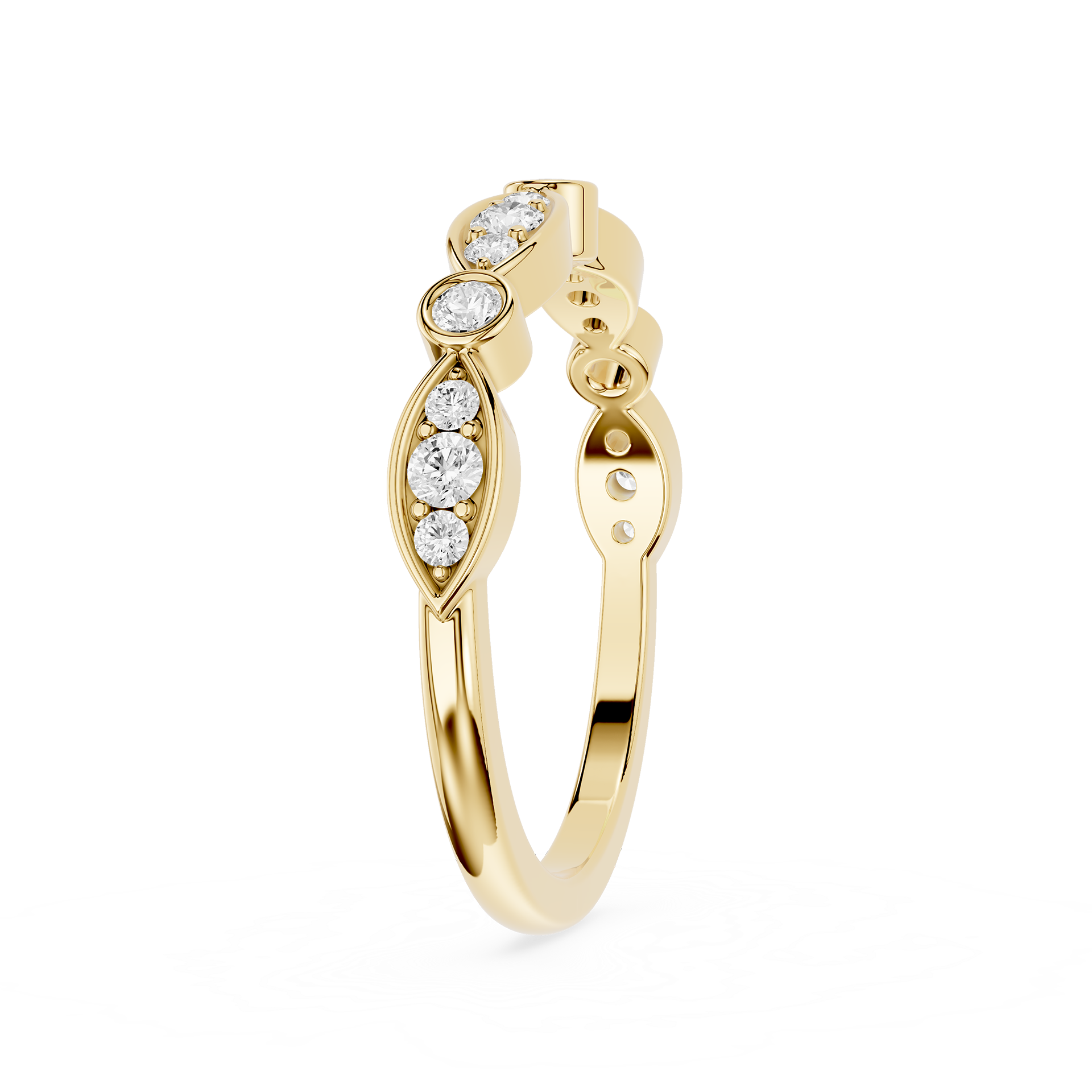 Round Cut Lab Grown Diamond Marquise Wedding Band