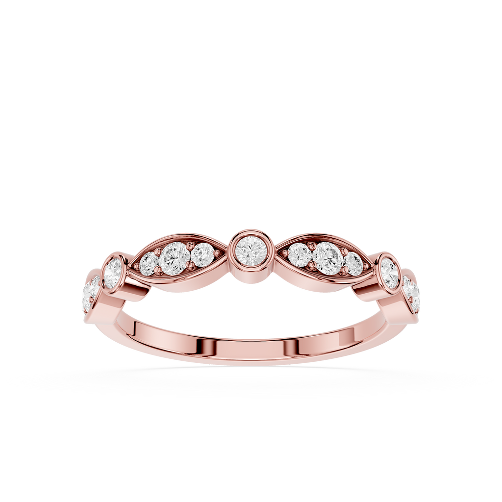 Round Cut Lab Grown Diamond Marquise Wedding Band