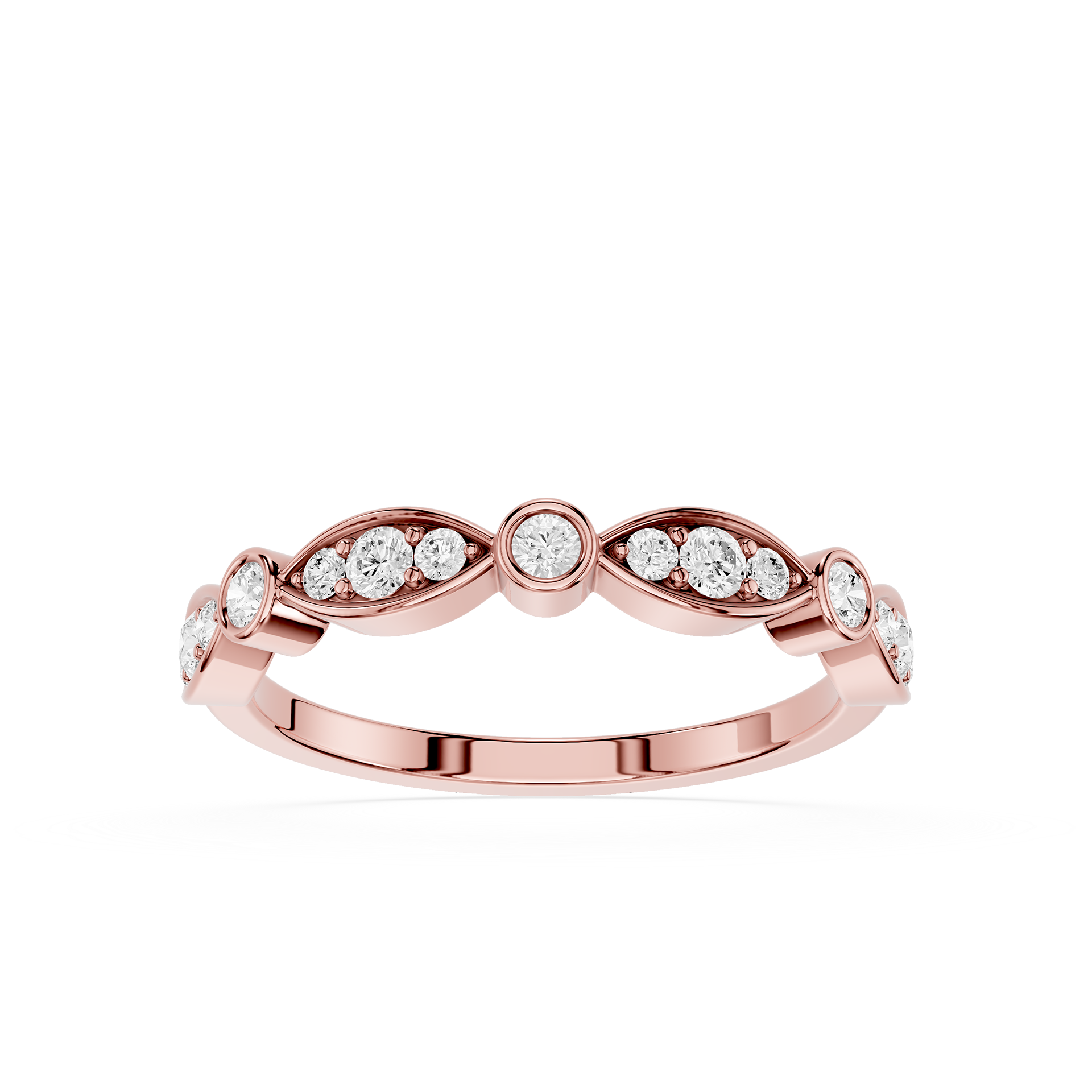Round Cut Lab Grown Diamond Marquise Wedding Band