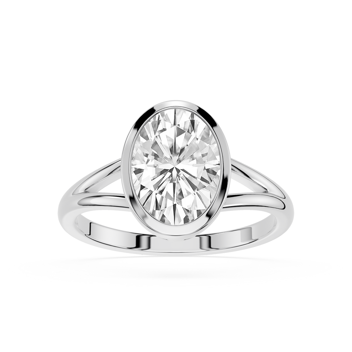 Bague de fiançailles avec diamant de laboratoire en grappe ovale