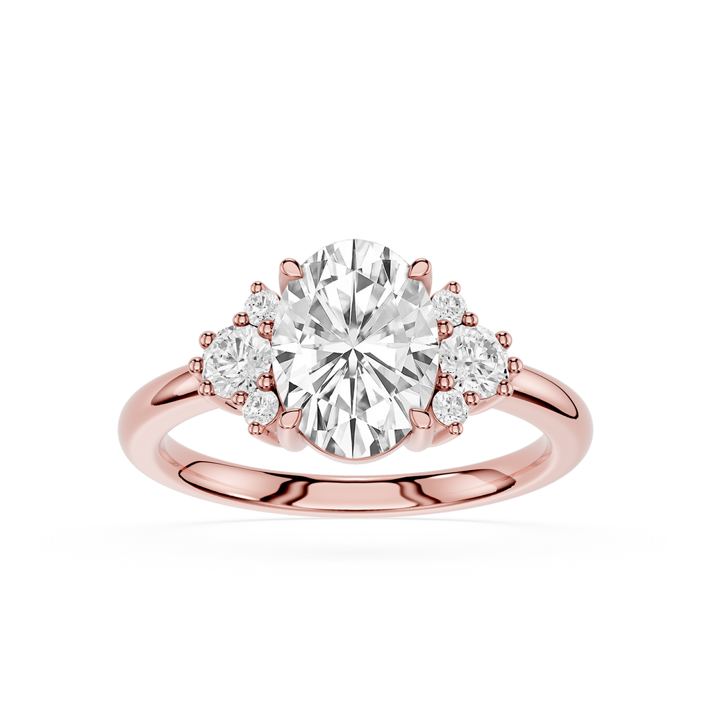 Oval Cluster Lab Grown Diamond Engagement Ring