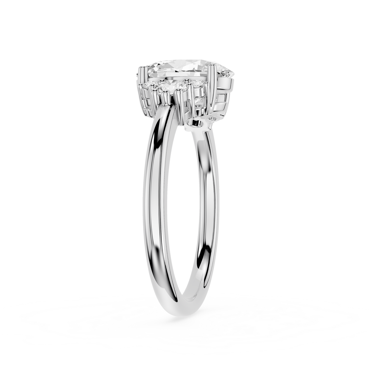 Bague de fiançailles avec diamant de laboratoire en grappe ovale