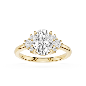 Oval Cut Lab Grown Diamond Side Cluster Engagement Ring