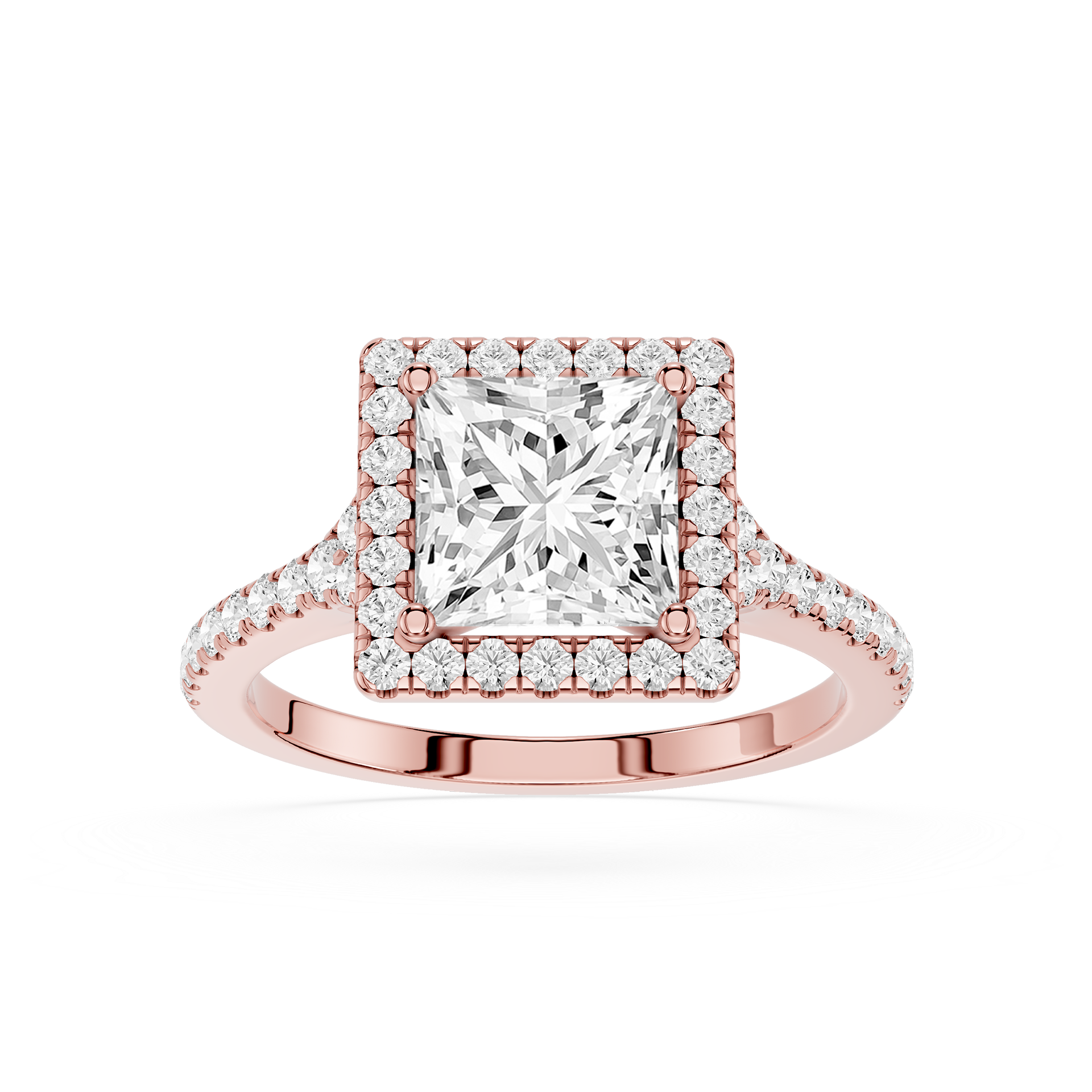 Princess Cut Halo Lab Grown Diamond Engagement Ring