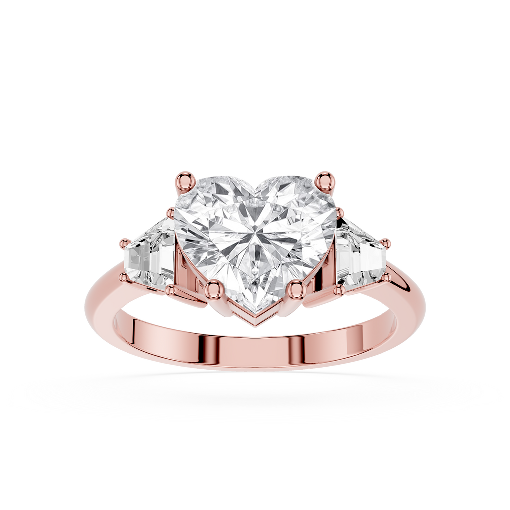 Heart Cut Lab Grown Diamond Three Stone Ring