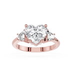 Heart Cut Lab Grown Diamond Three Stone Ring