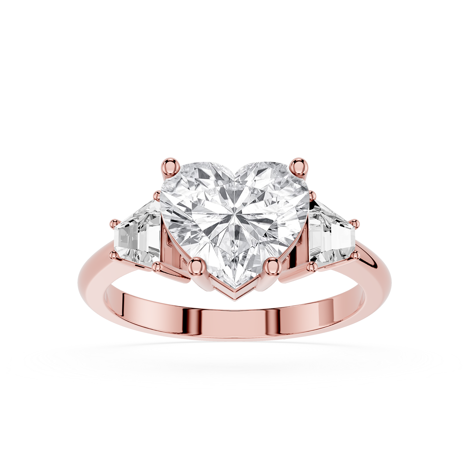 Heart Cut Lab Grown Diamond Three Stone Ring