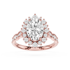Oval Lab Grown Diamond Floral Halo Engagement Ring