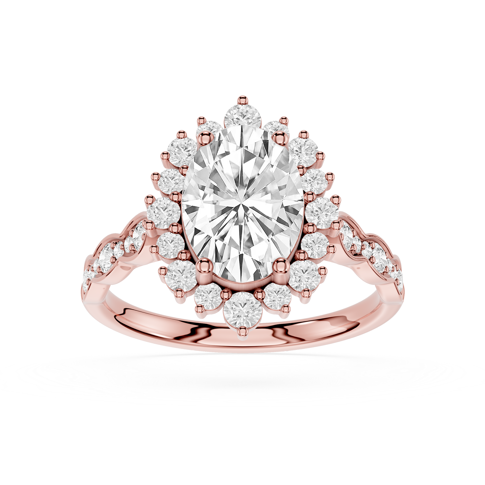 Oval Lab Grown Diamond Floral Halo Engagement Ring