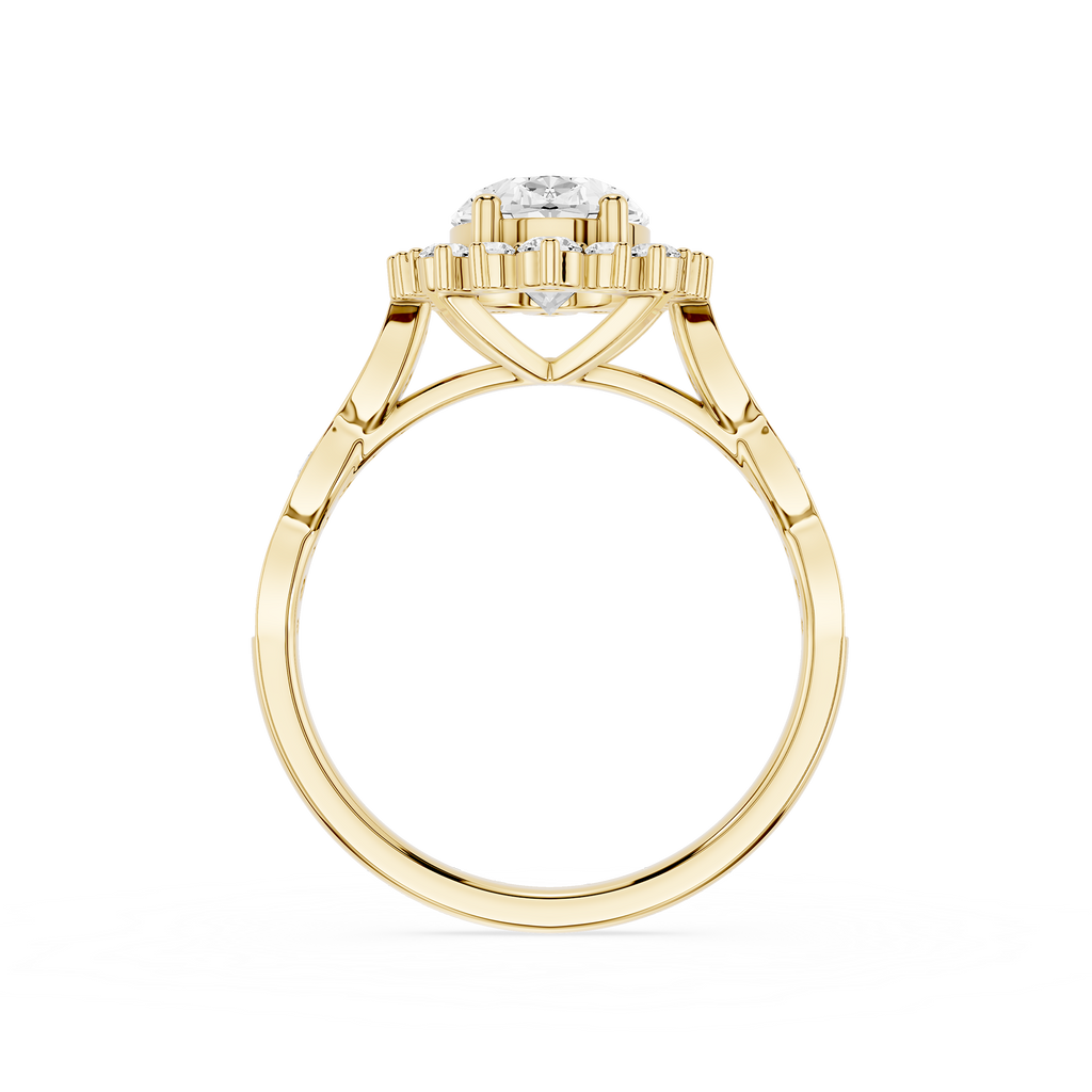 Oval Lab Grown Diamond Floral Halo Engagement Ring