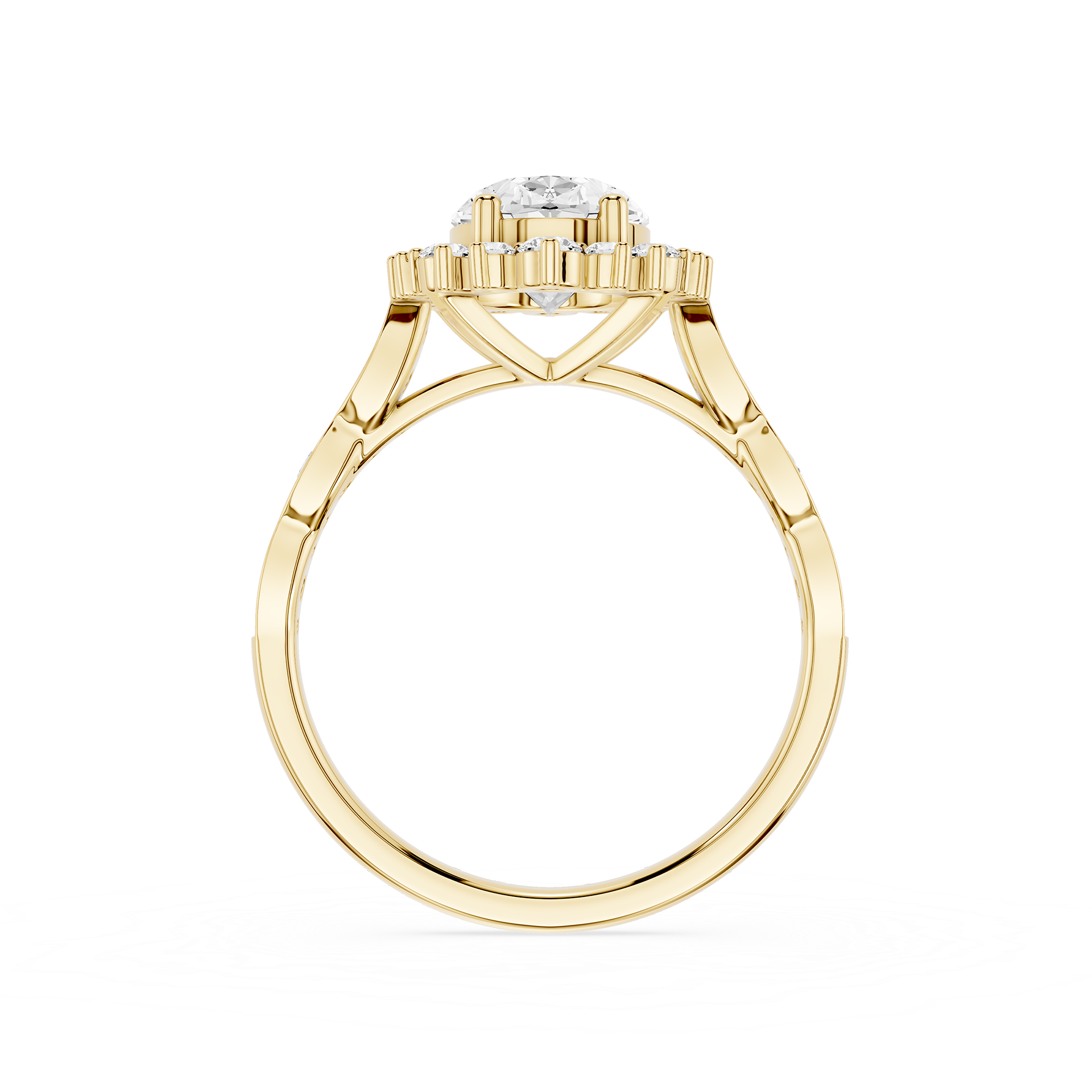 Oval Lab Grown Diamond Floral Halo Engagement Ring