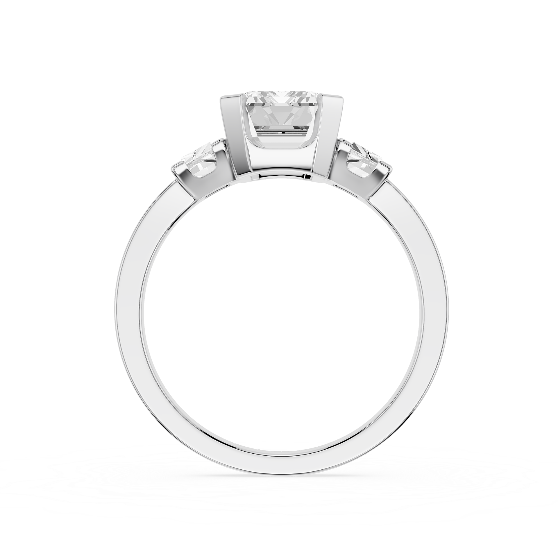 Emerald Cut Lab Grown Diamond Three Stone Ring
