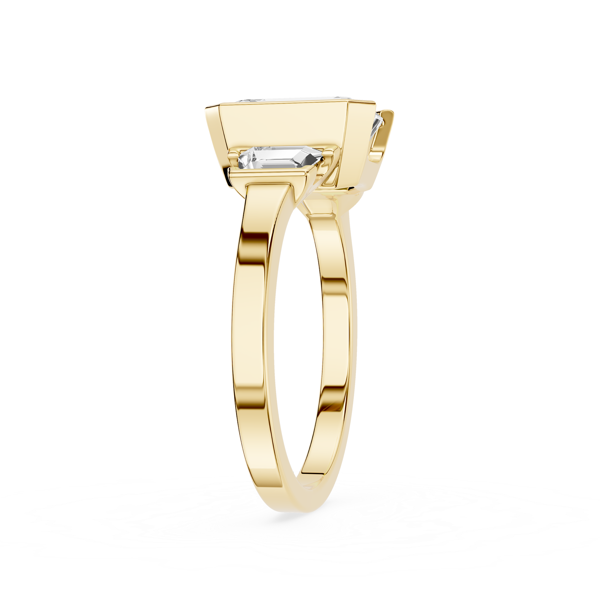 Emerald Cut Lab Grown Diamond Three Stone Ring
