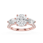 Cushion Cut Lab Grown Diamond Three Stone Ring