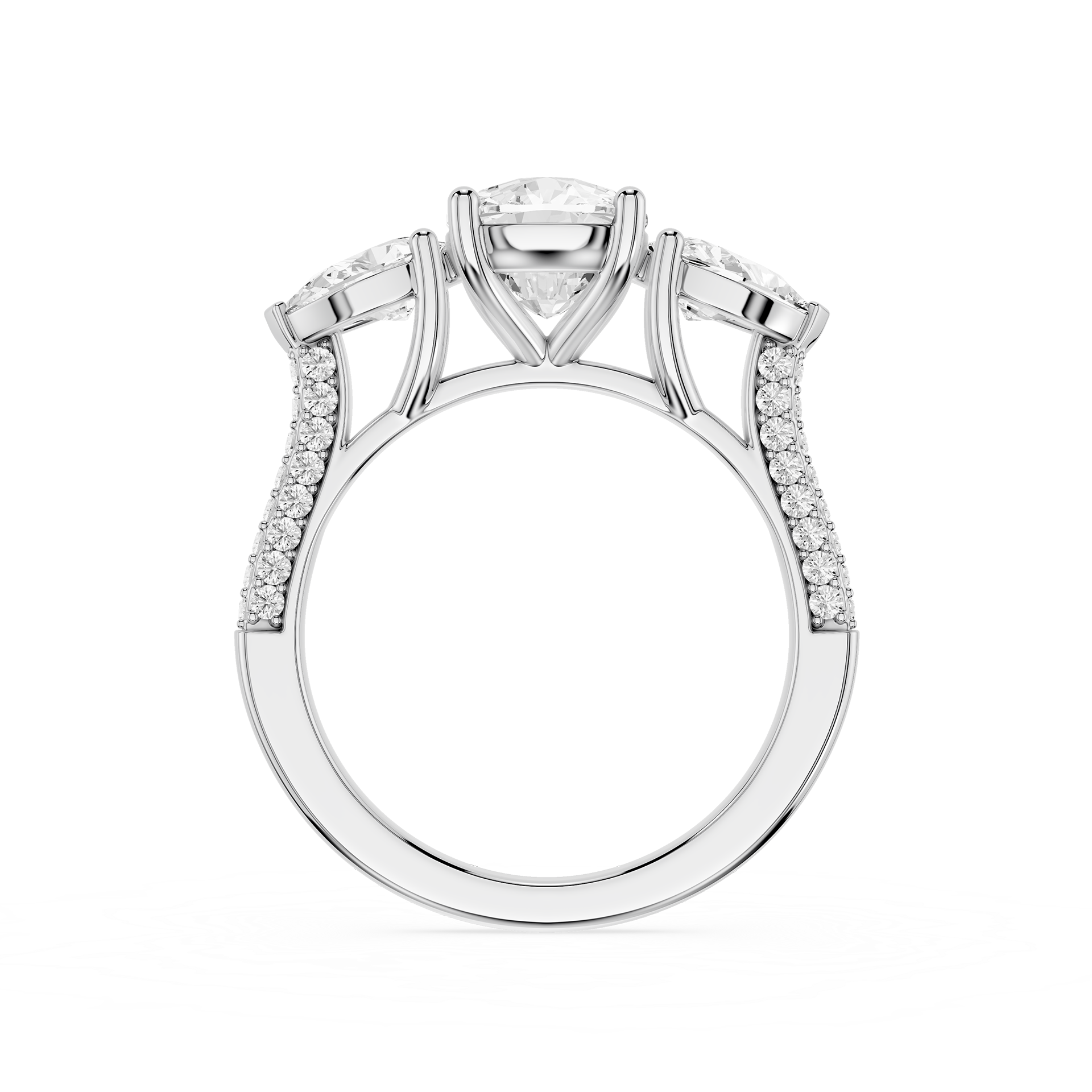 Cushion Cut Lab Grown Diamond Three Stone Ring