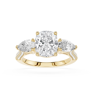 Cushion Cut Lab Grown Diamond Three Stone Ring