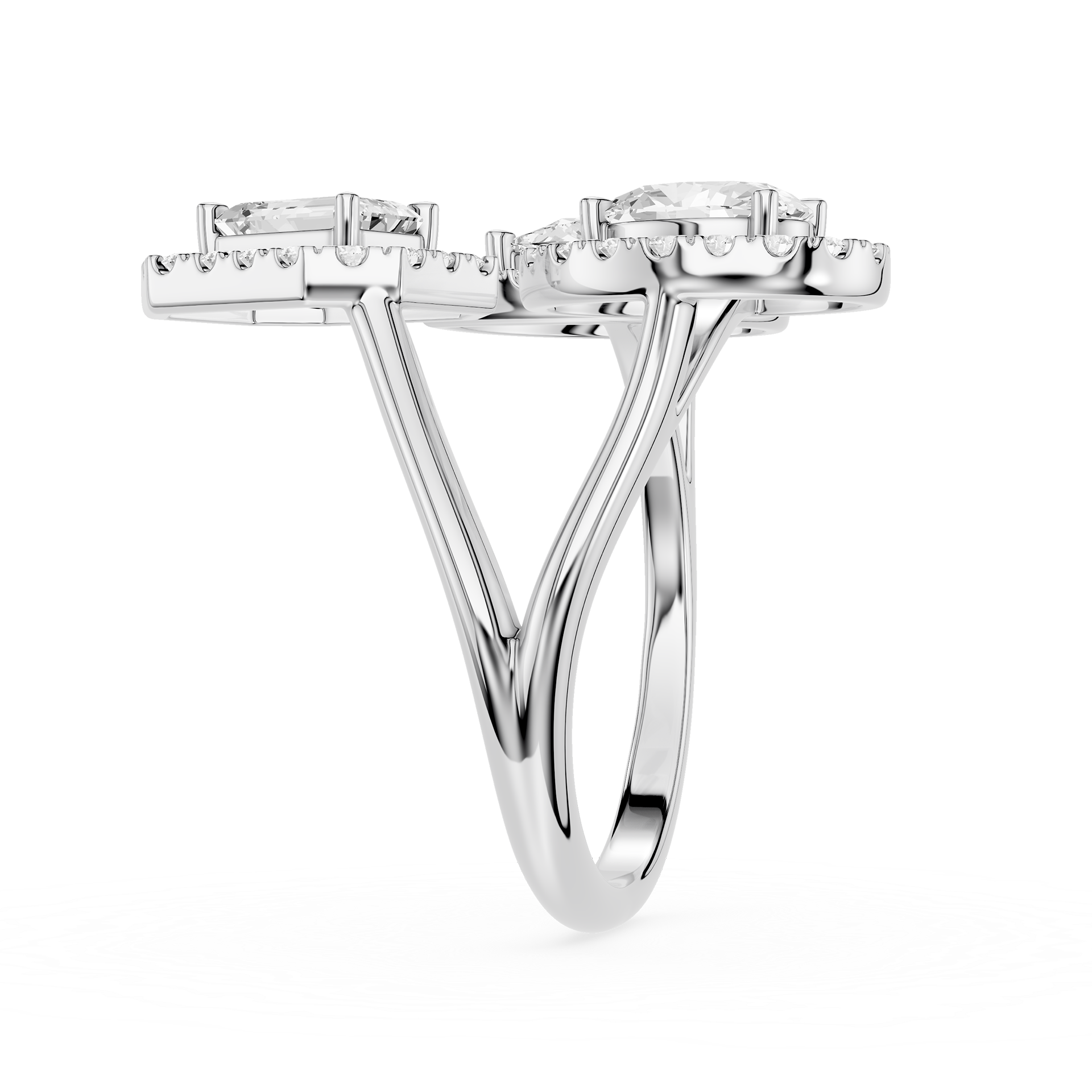 Multi Shape Lab Grown Diamond Halo Statement Ring