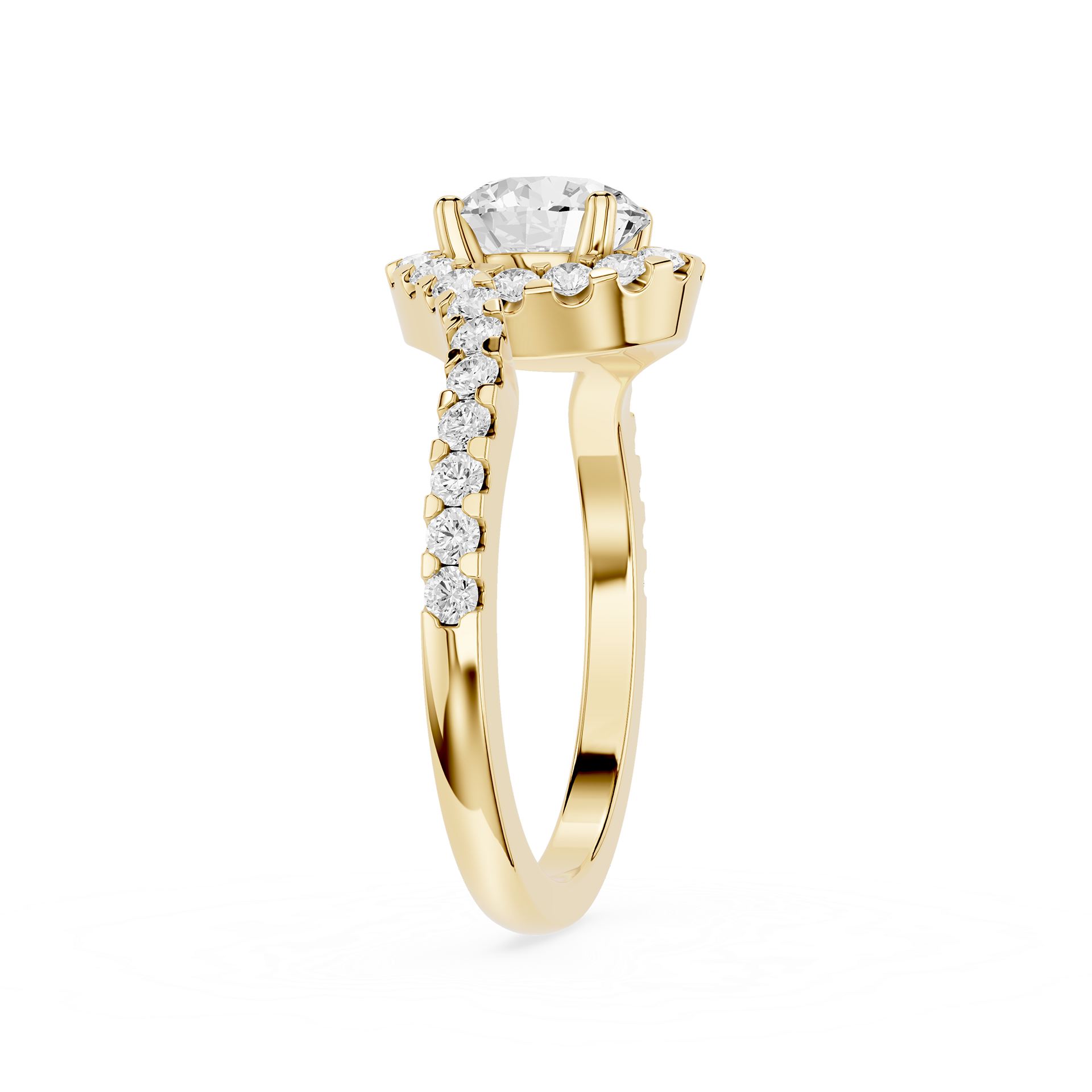Round Lab Grown Diamond Twisted Halo Engagement Ring