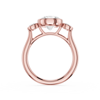 Round Bezel Three Stone Lab Grown Diamond Engagement Ring