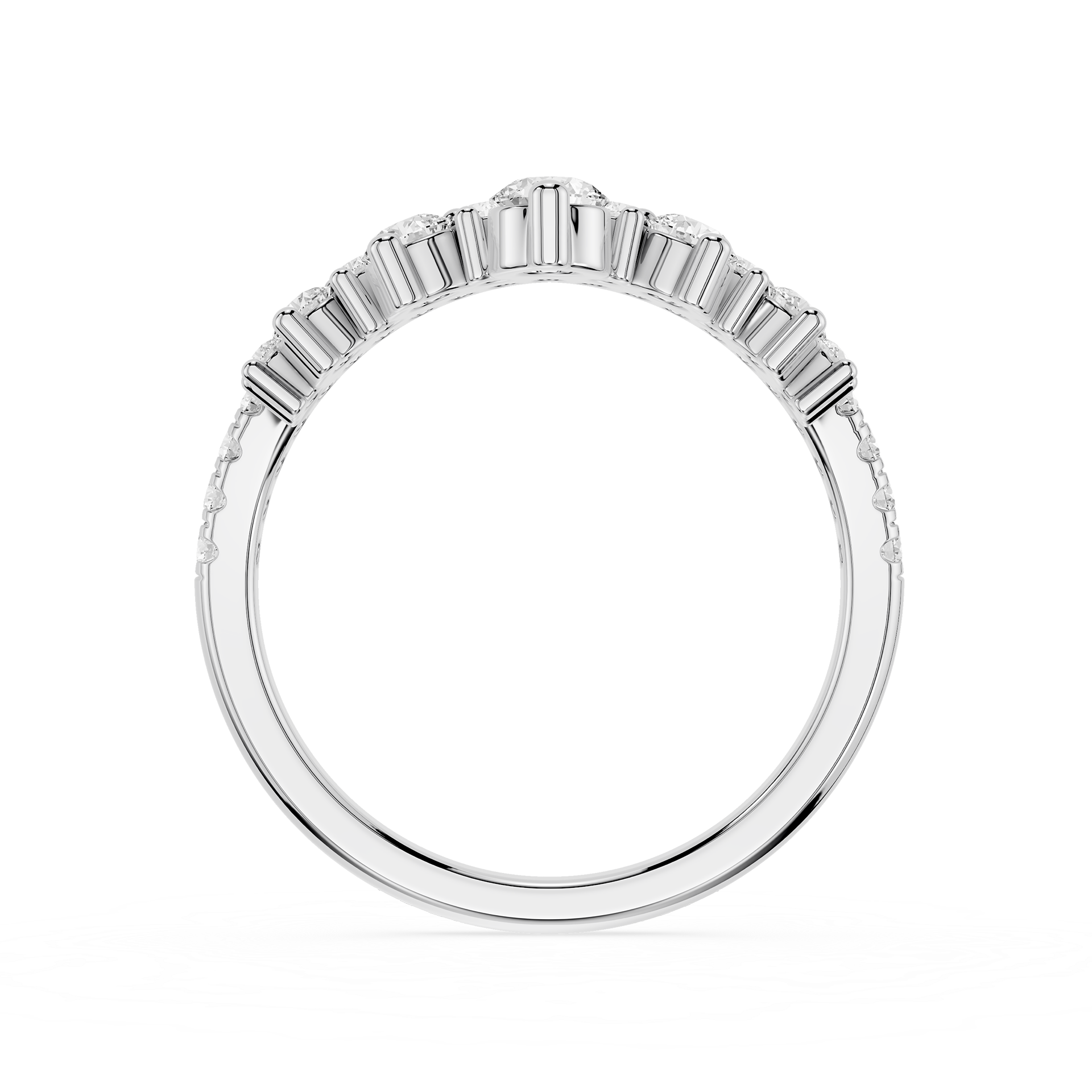 Double Row Graduated Round Lab Grown Diamond Curved Wedding Band