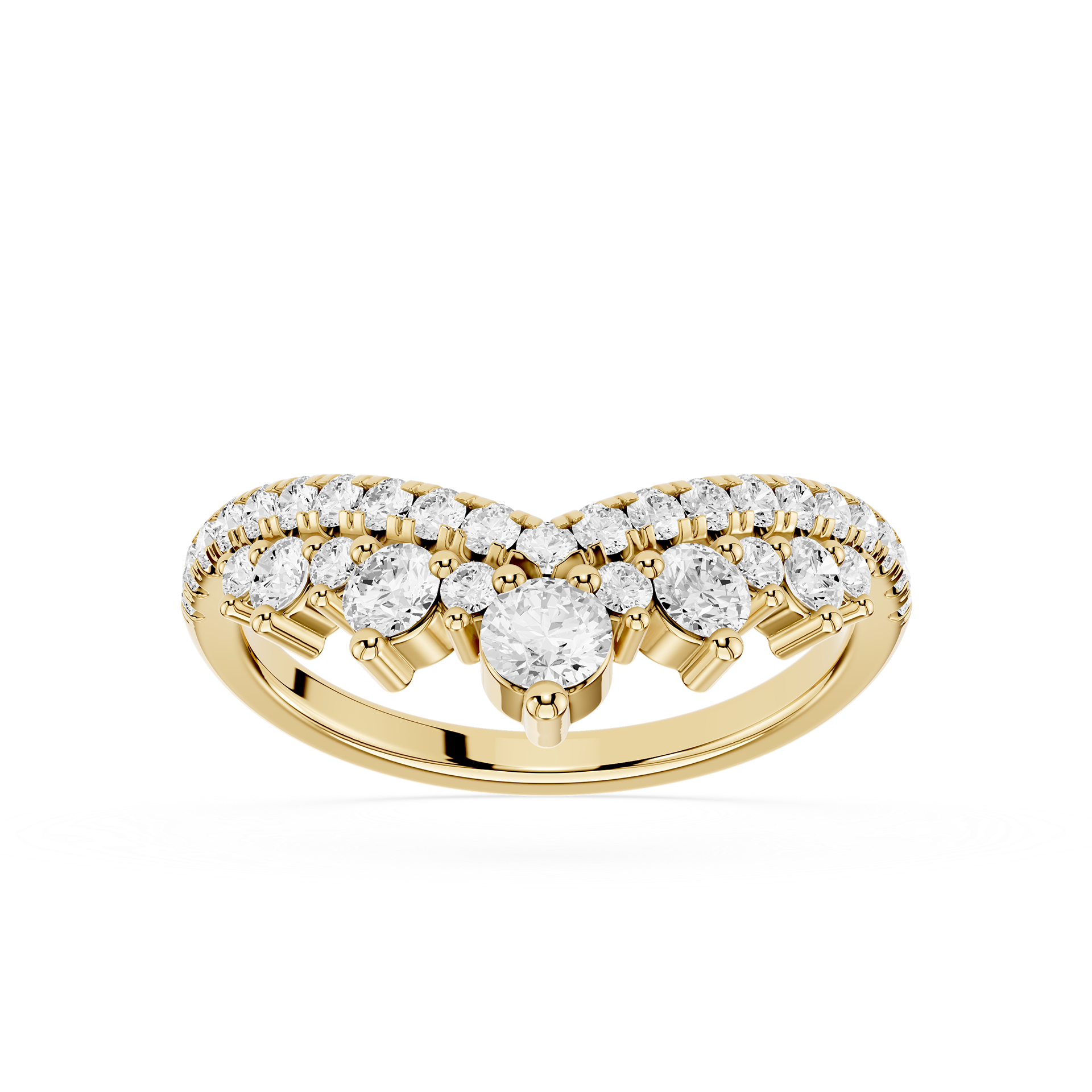 Double Row Graduated Round Lab Grown Diamond Curved Wedding Band