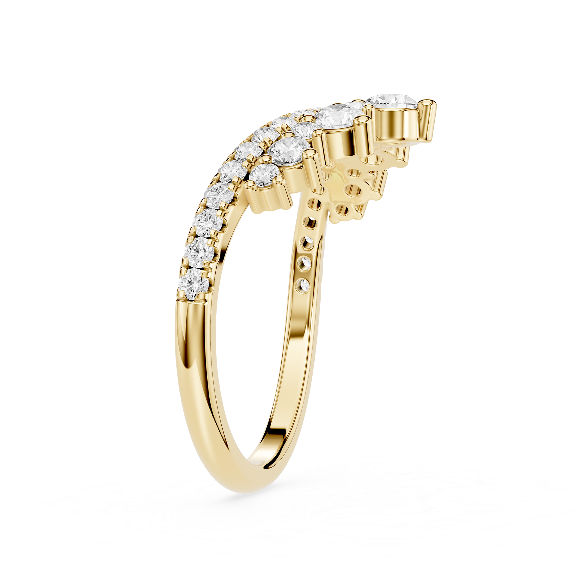 Double Row Graduated Round Lab Grown Diamond Curved Wedding Band