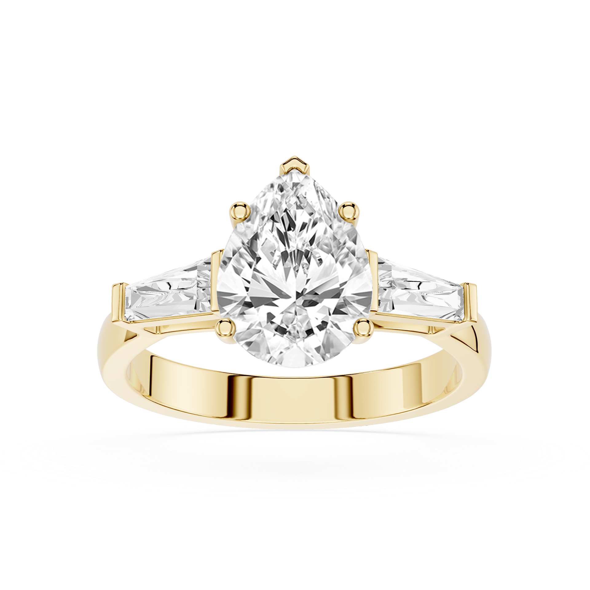 Pear Cut Three Stone Diamond Engagement Ring