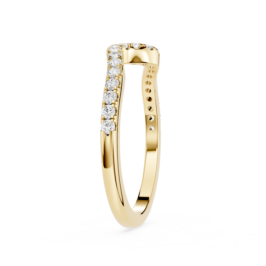 Round Diamond Wave Wedding Band for Ring Stacking