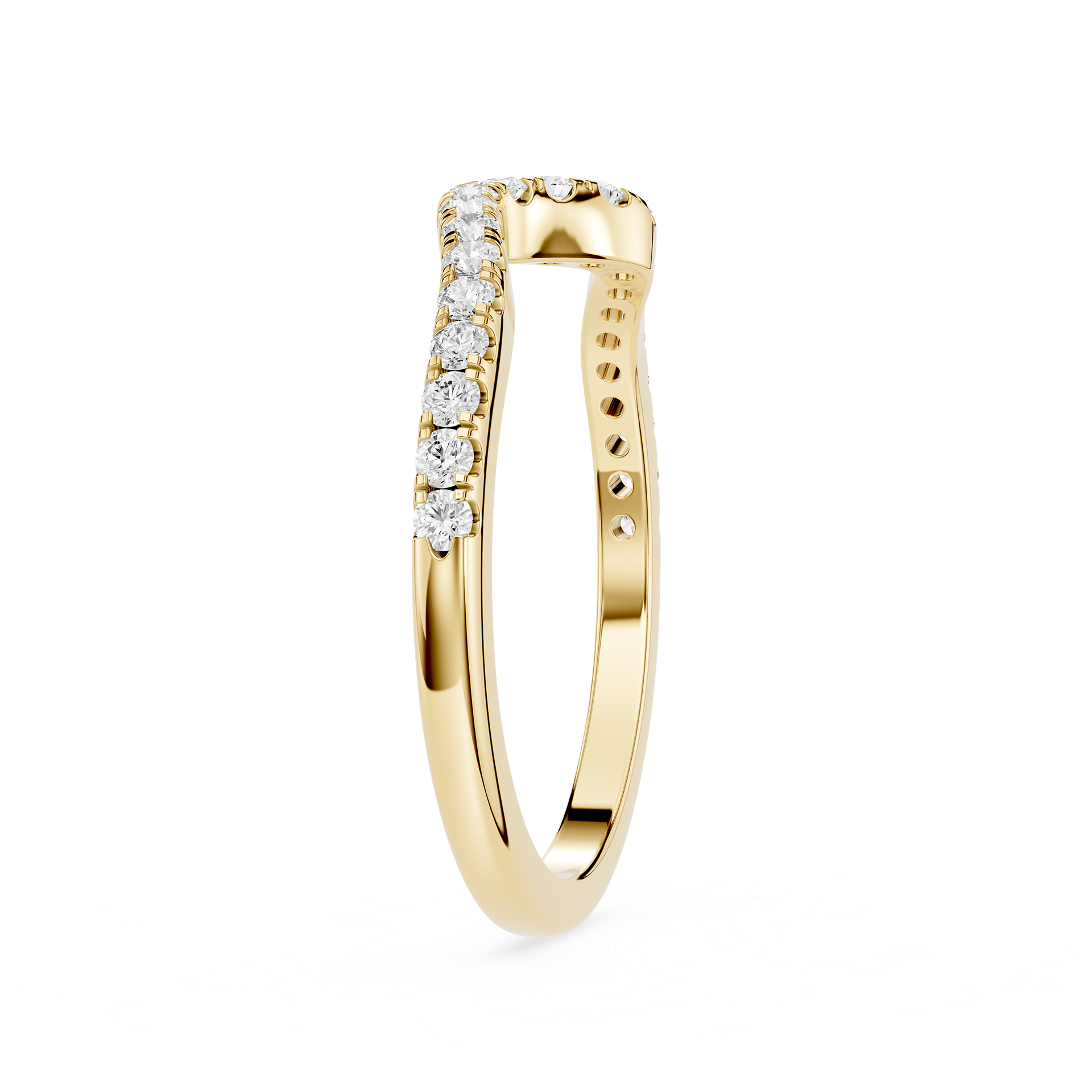 Round Diamond Wave Wedding Band for Ring Stacking