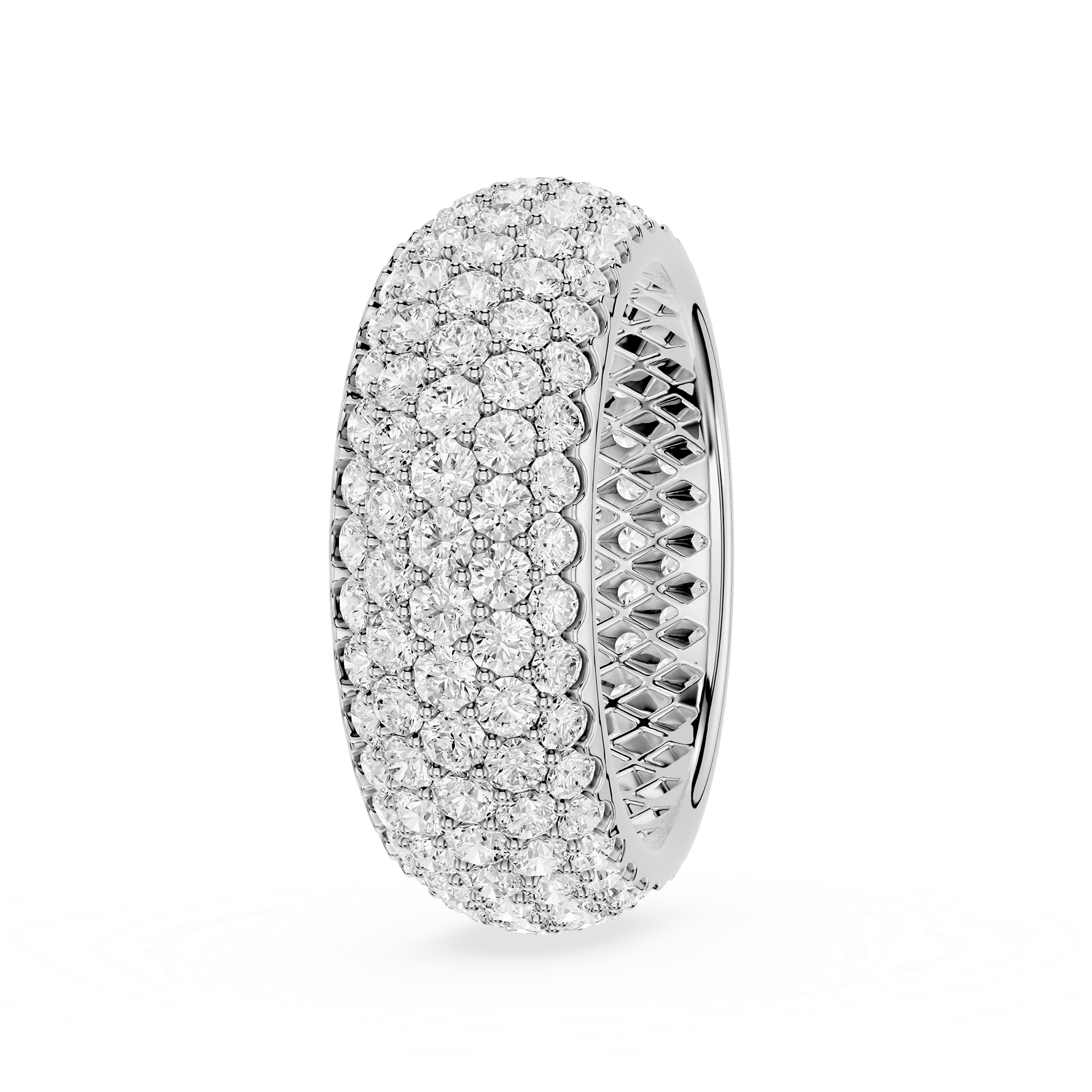Five Row Round Diamond Pavé Diamond Ring
