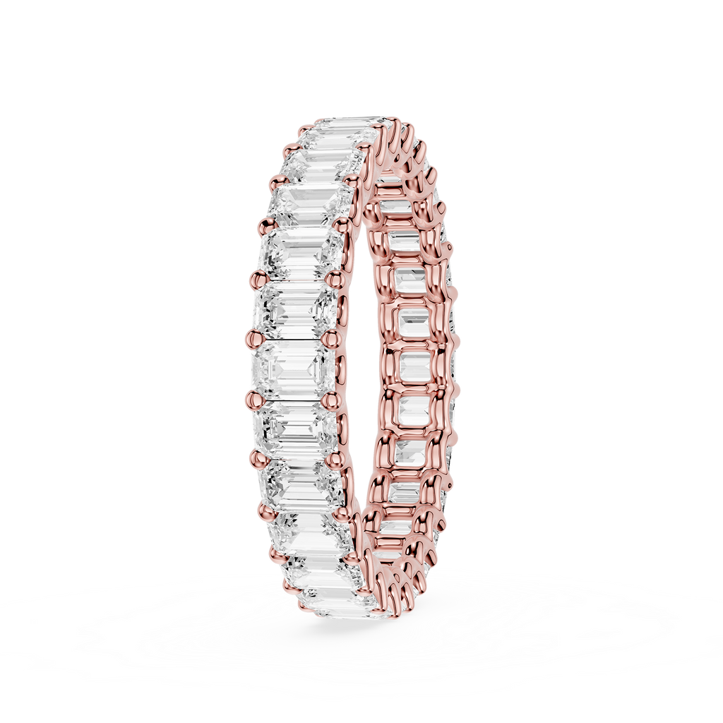 Emerald Cut Lab Grown Diamond Eternity Wedding Band