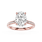 Oval Cut Lab Grown Diamond Baguette Accent Engagement Ring