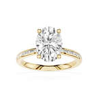 Oval Cut Lab Grown Diamond Baguette Accent Engagement Ring